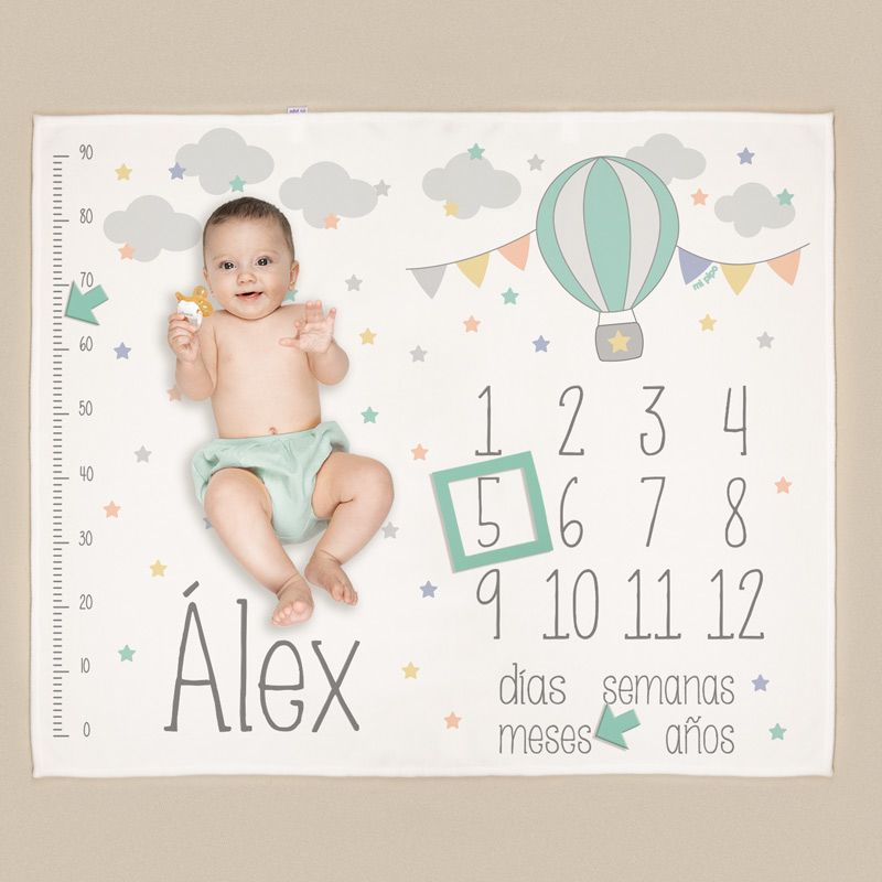 Manta cumplemeses personalizada Globo - Nanetes